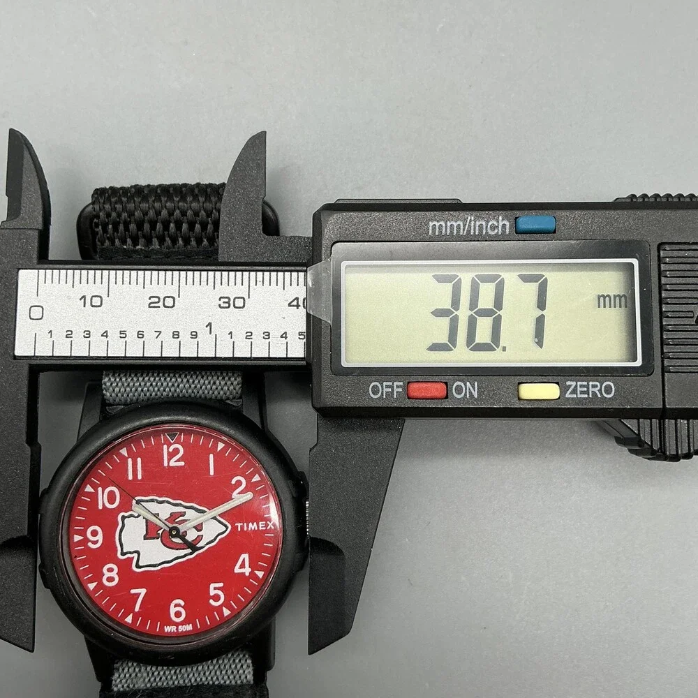 Timex Kansas City Chiefs Men Watch 39mm Red Dial Black Nylon WR 50M New Battery